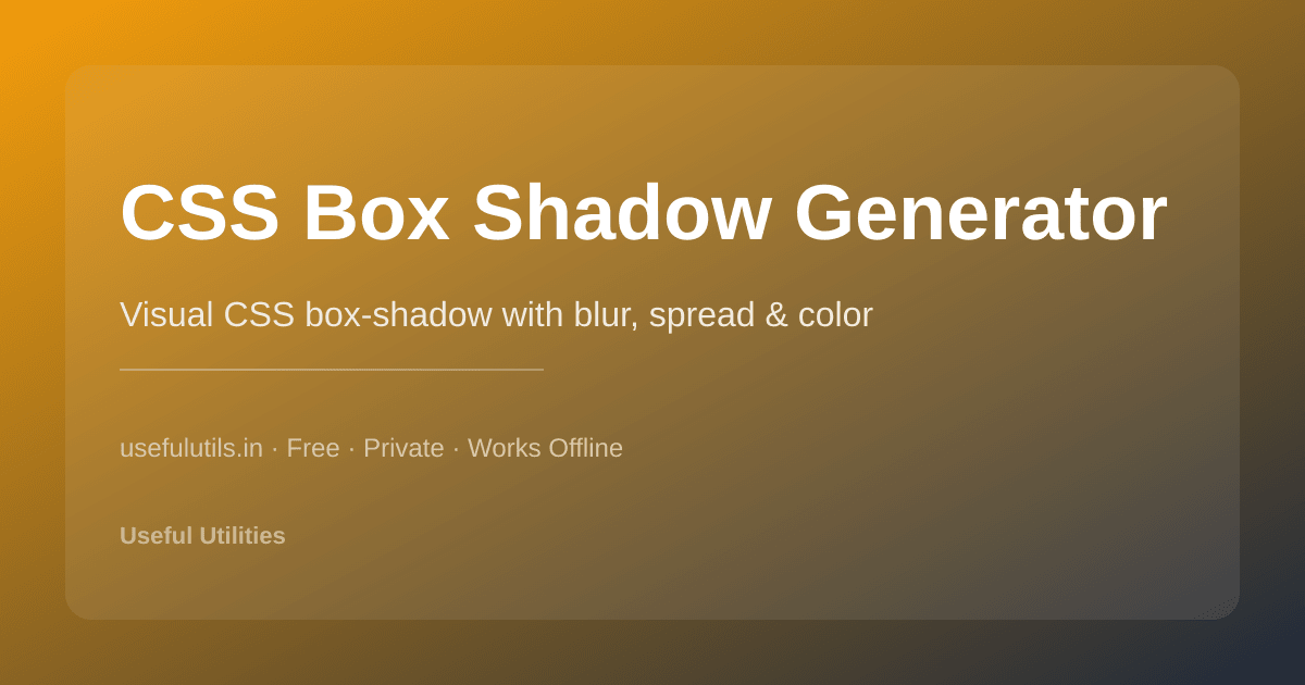 CSS Box Shadow Generator — visual shadow builder with blur spread and color controls